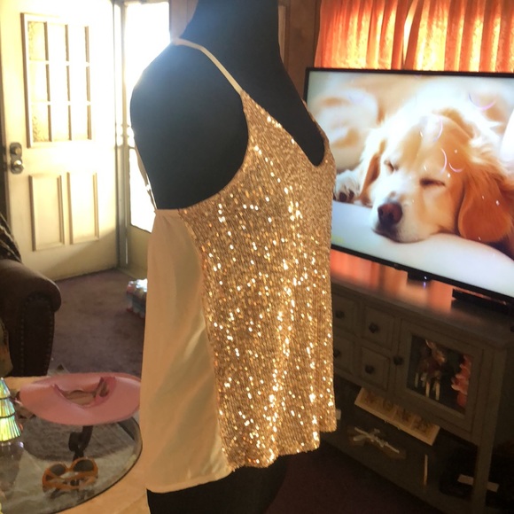 Gold Sequin Sleeveless Blouse Made in Italy - Picture 3 of 8